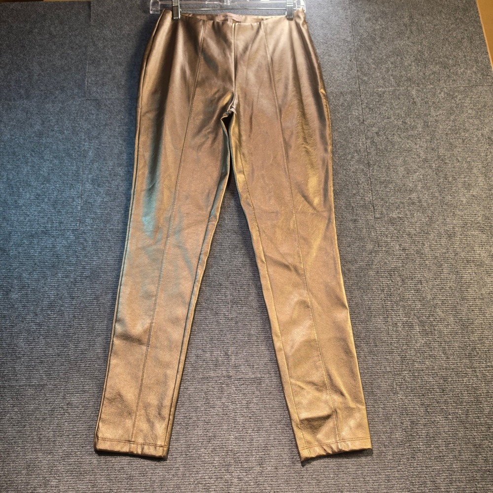 BCBGeneration Faux Leather Pants Women XXS Bronze Excellent Metallic High Rise